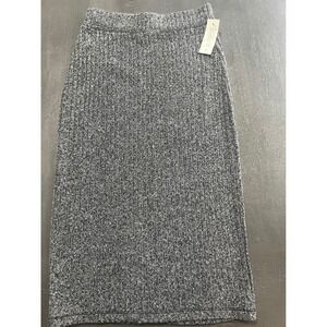 Wilfred Free Alanna Ribbed Knit‎ Midi Skirt Heather Black XS